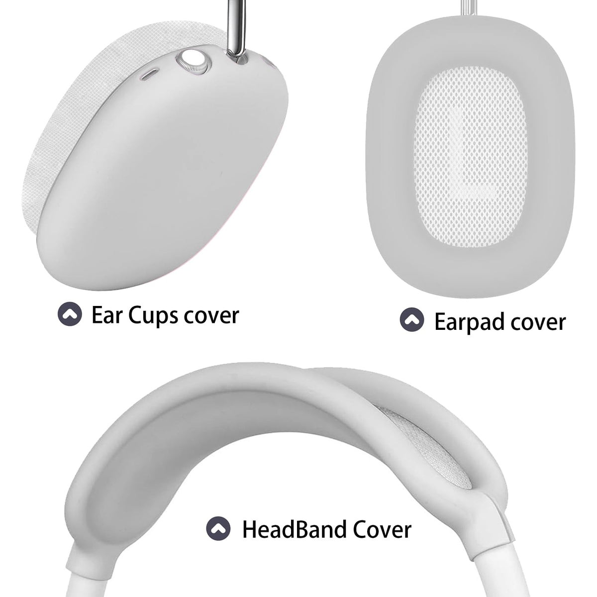 Jiboku AirPods Max silicone case shows easy snap-on installation.