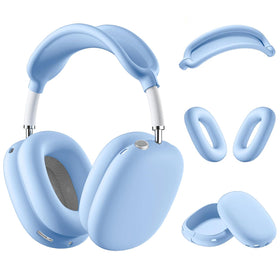 Jiboku silicone case for AirPods Max in sky blue protects against scratches.