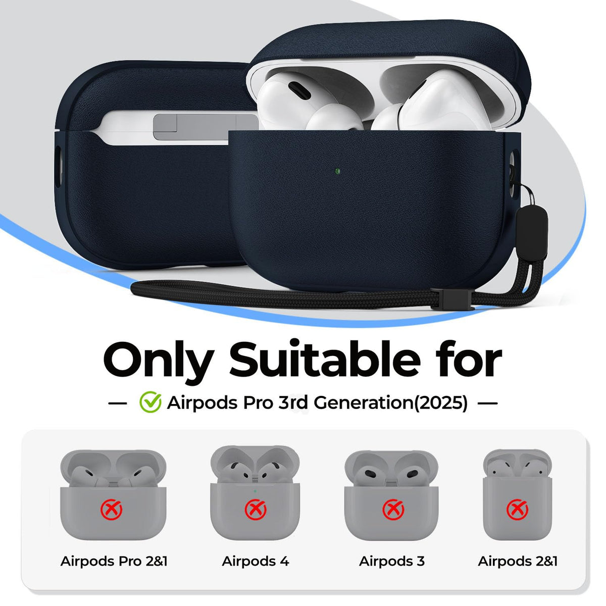 JIELIELE AirPods Pro 3 case with lanyard for easy carrying