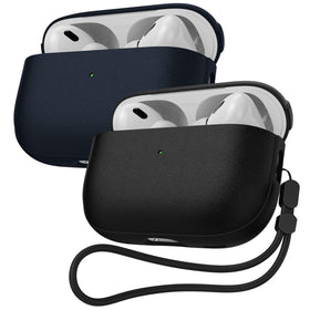 JIELIELE AirPods Pro 3 case front view with leather texture for grip