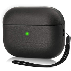 JIELIELE AirPods Pro case front view with leather texture and protection