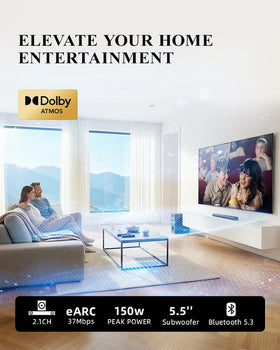 Jierben 2.1 Dolby Atmos soundbar side view showing slim profile