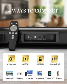Jierben Sound Bar 50W compatible with Fire TV Stick for simple setup.