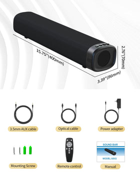 Jierben Sound Bar 50W living room setup delivering richer TV audio.