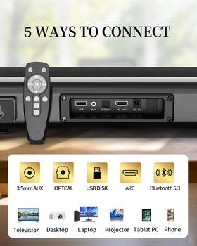 Jierben connection ports showing optical, ARC, AUX and USB