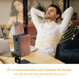 JiffyPoint C shaped design raises speakers and saves desk space