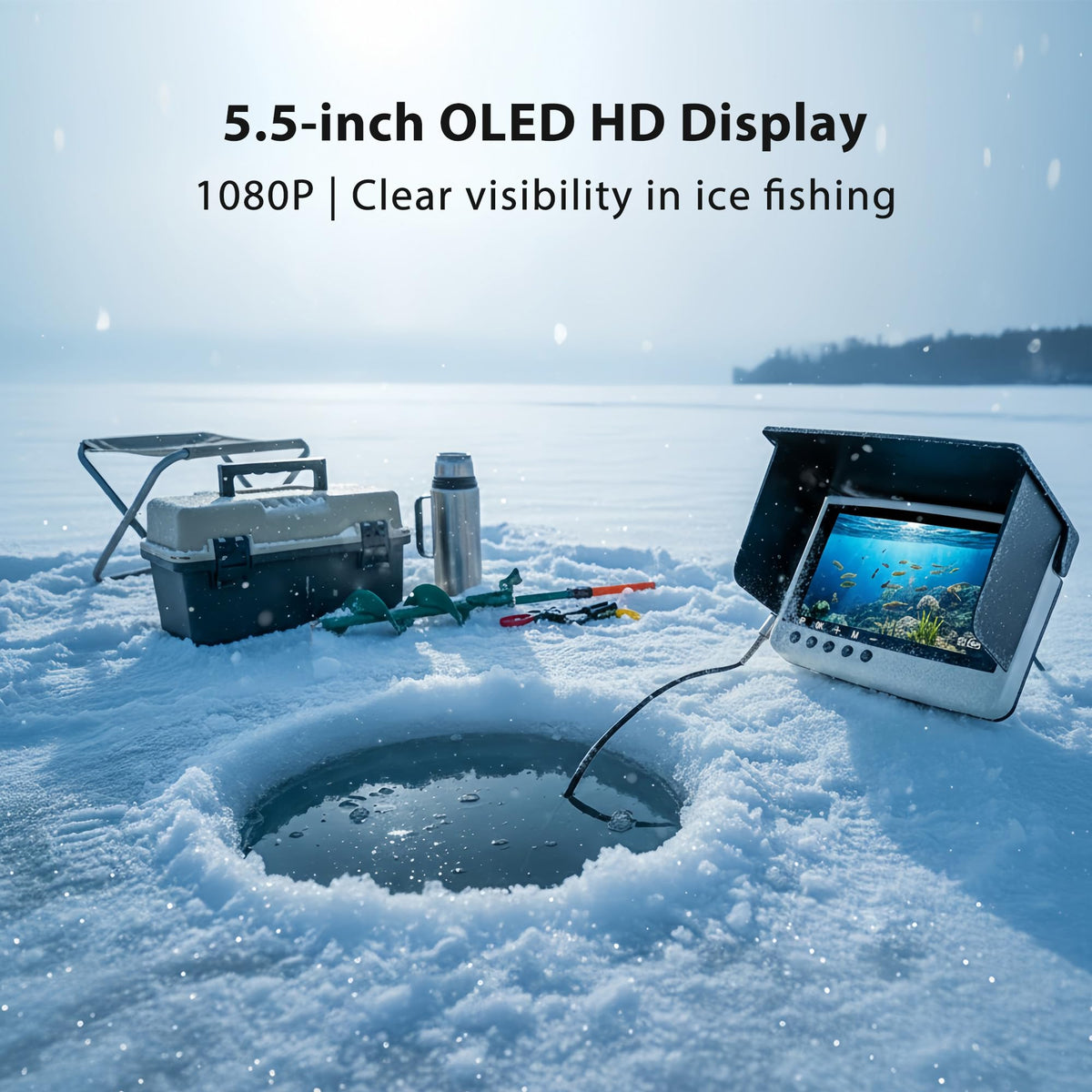 Jiisquilyx ice fishing camera monitor for cold weather use