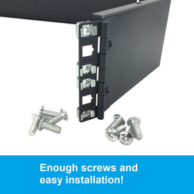 Jingchengmei 2U 19-inch rack mounted neatly on wall.