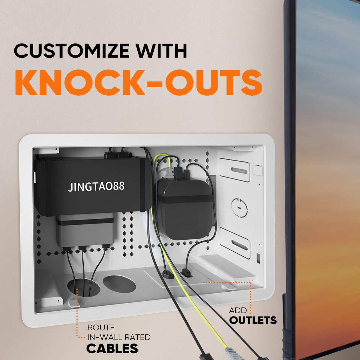 JINGTAO88 interior storing Apple TV and Roku for cable concealment