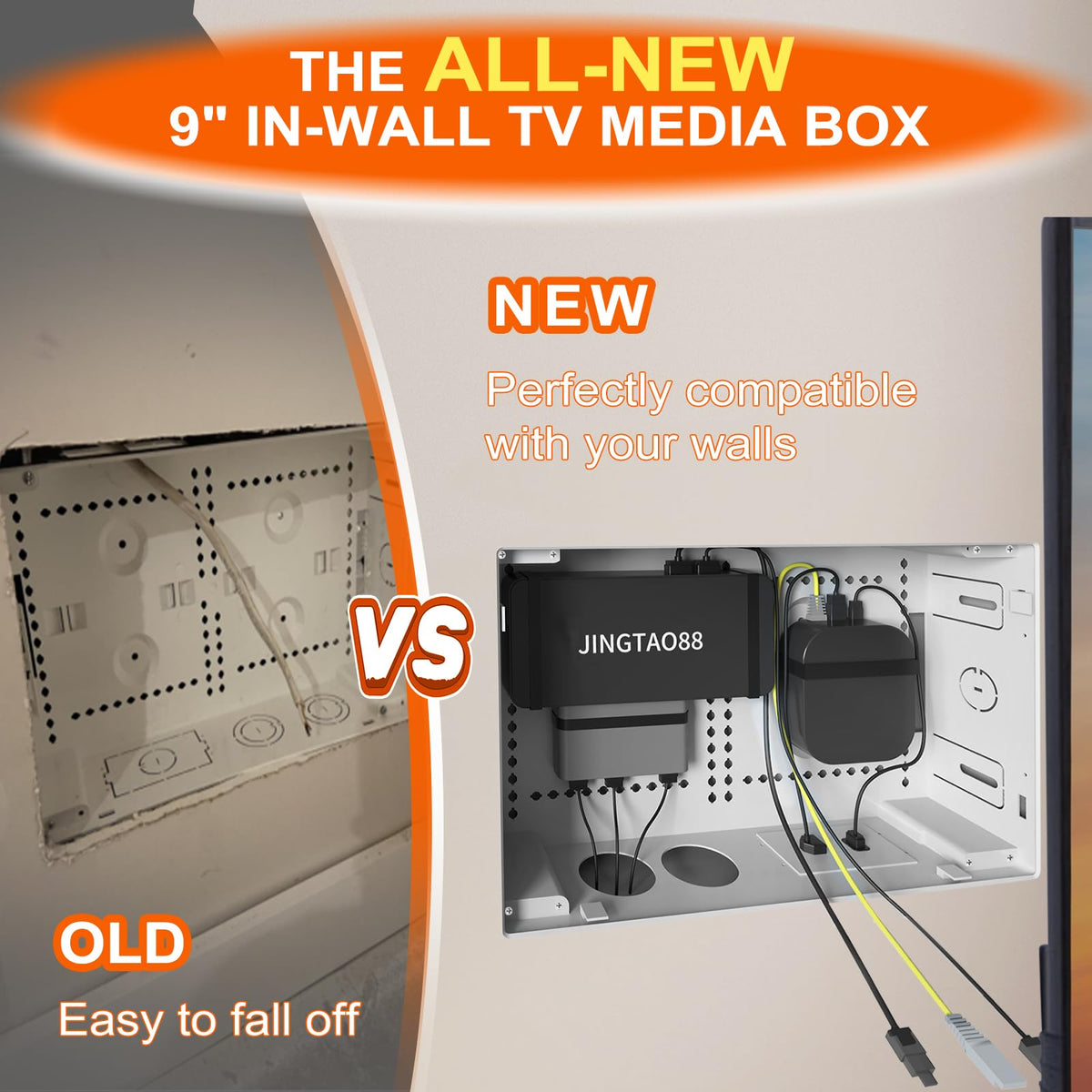 JINGTAO88 side profile showing compatibility with TV bracket mounting