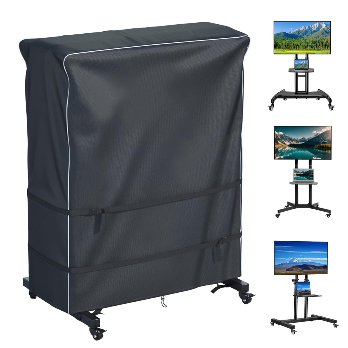 JINLI front view of cover on mobile TV trolley protecting from weather