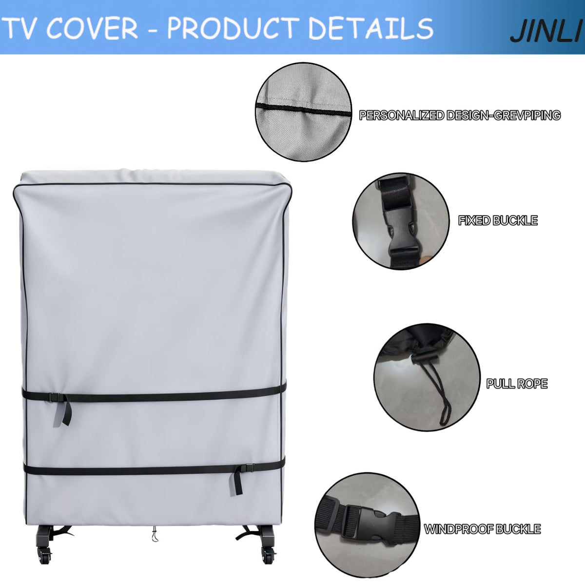 JINLI side view focusing on windproof buckles securing the cover
