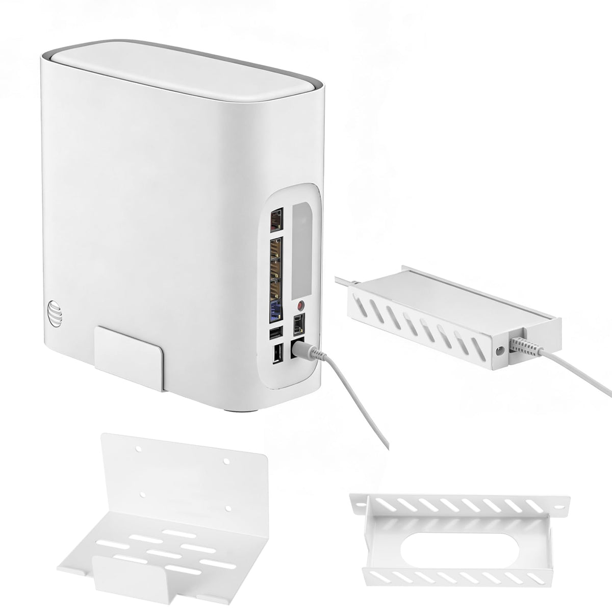 JinLunar BGW320 wall mount front view shows sturdy metal frame for AT&T gateway.