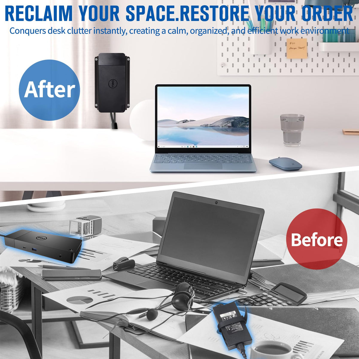JinLunar space-saving four-hole mounting keeps desk area clean