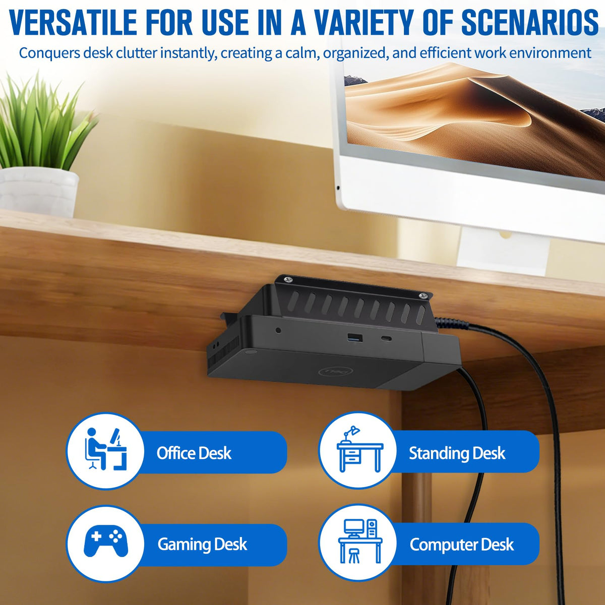 JinLunar versatile mounting lets you place on wall or under desk