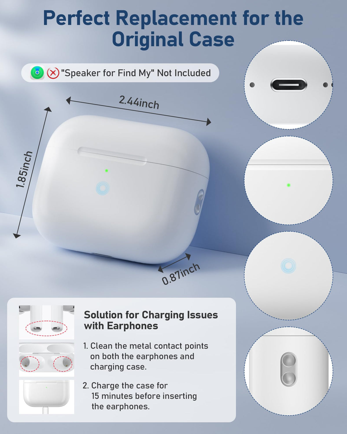 Jinstyles AirPods Pro 3 case open lid shows precision-fit interface for secure fit.