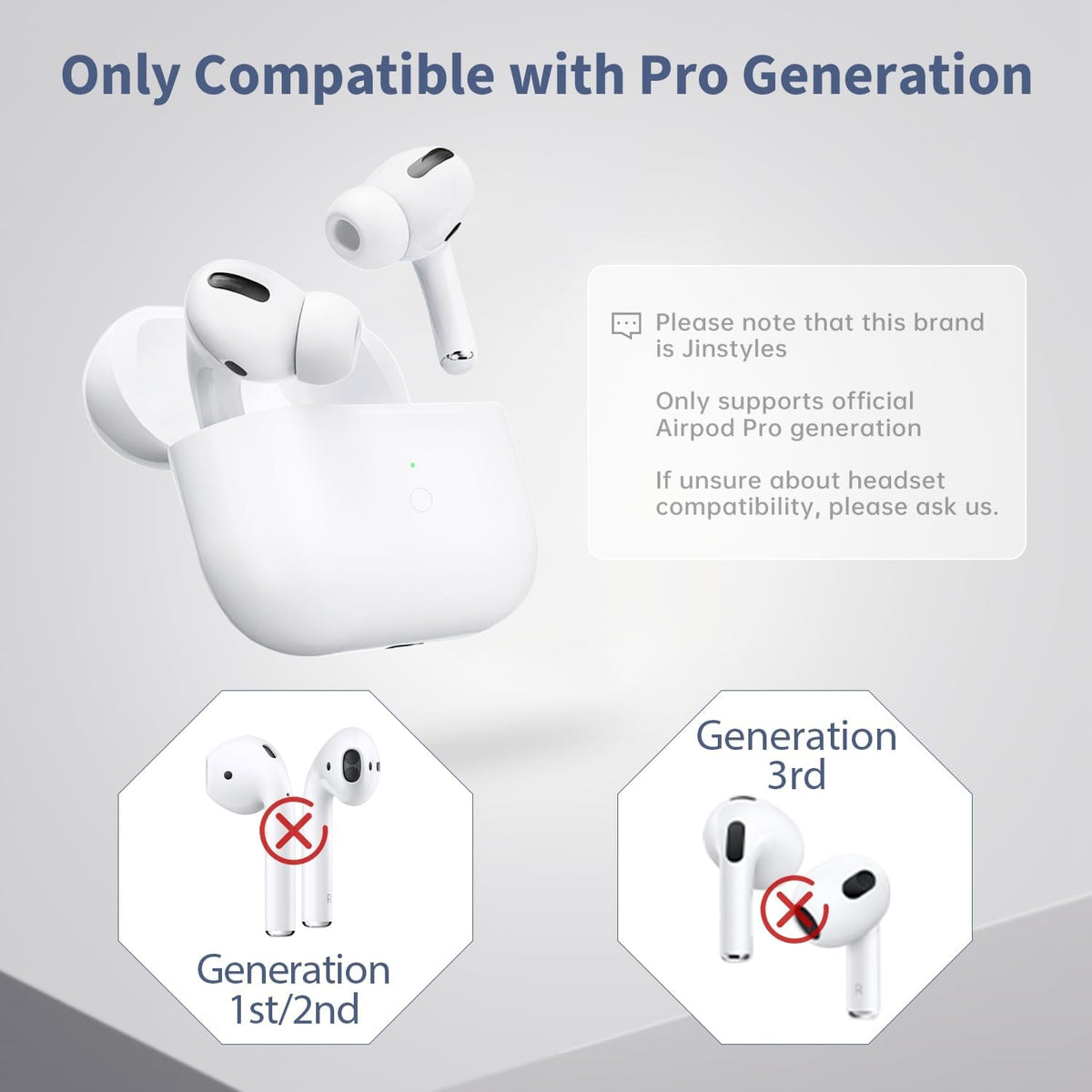 Jinstyles AirPods Pro compact white case ready for daily carry