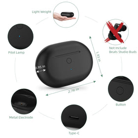 Jinstyles Beats Studio Buds case back view emphasizes slim, pocket-friendly profile.