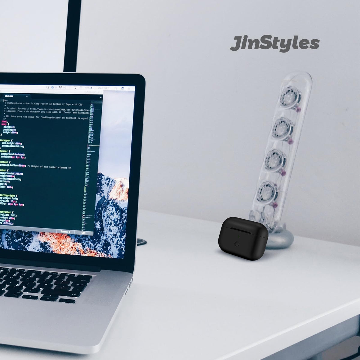 Jinstyles replacement case in a commuter scene showing on-the-go reliability benefit