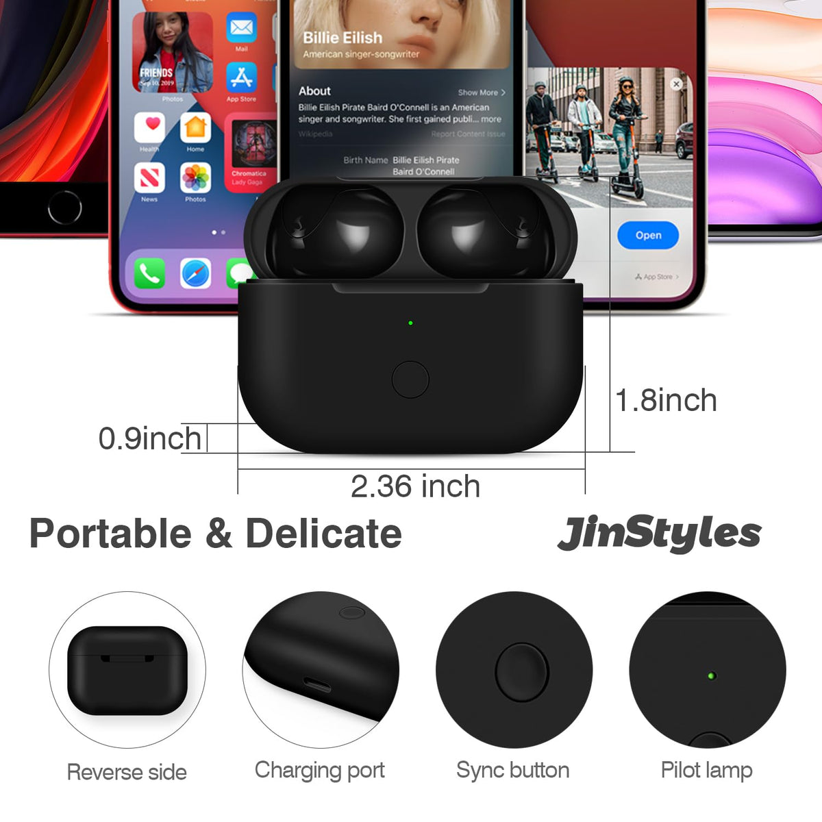 Jinstyles case in a pocket size-comparison showing portability and travel-friendly benefit