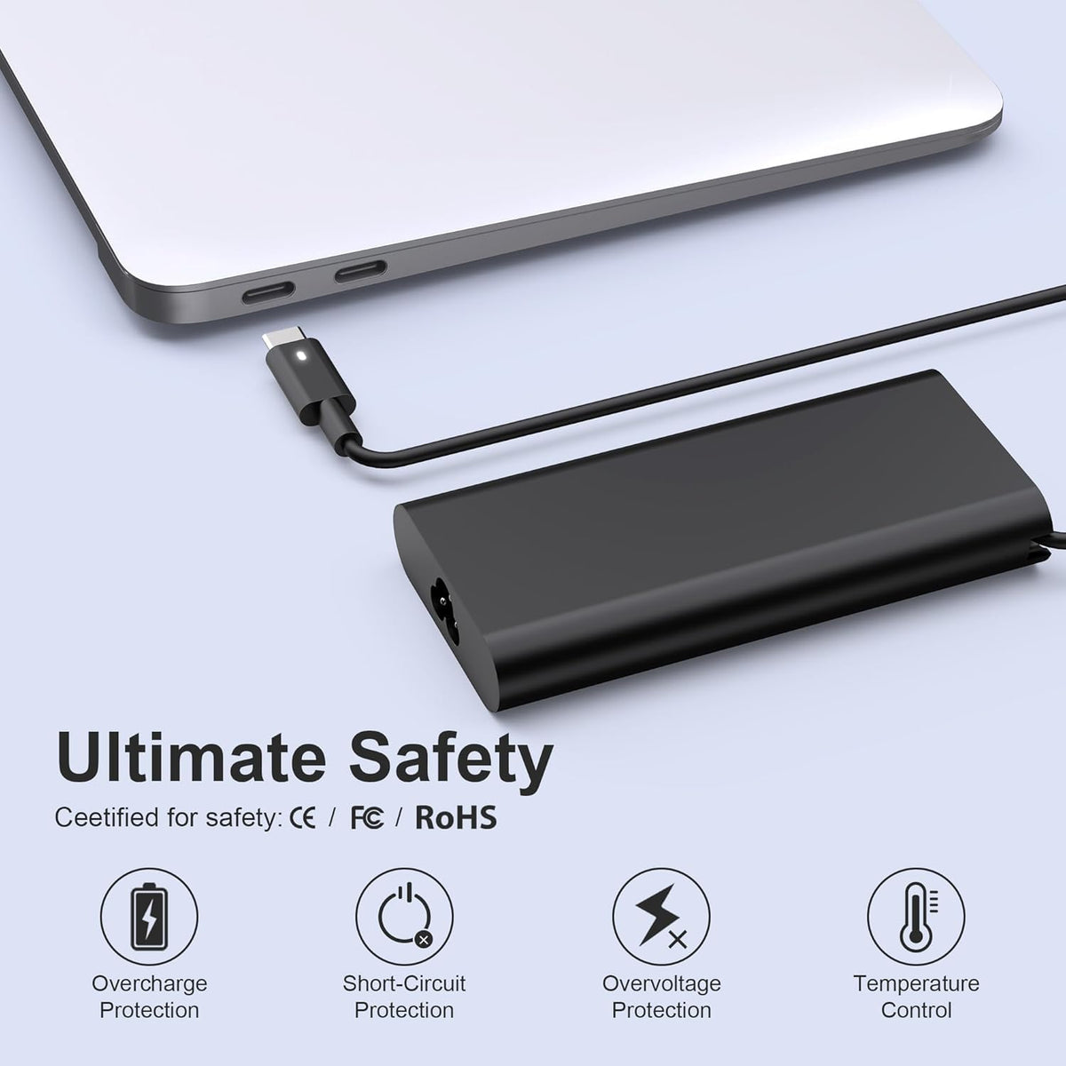 JIONR close-up label with power specs and certification marks for safety