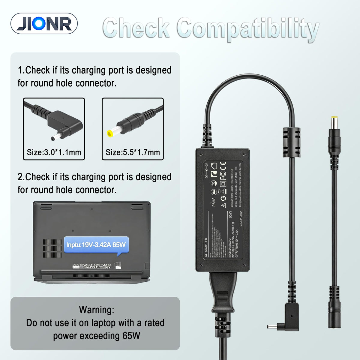 JIONR 11ft cable length provides flexible placement for Acer devices.