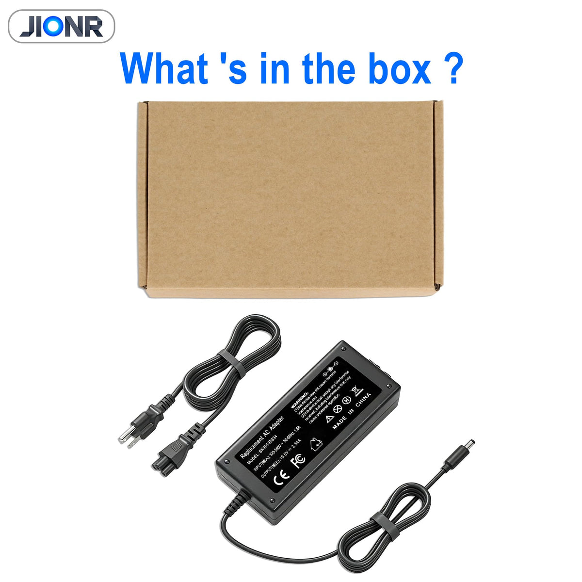 JIONR 65W Dell Inspiron compatibility guide image showing supported models.