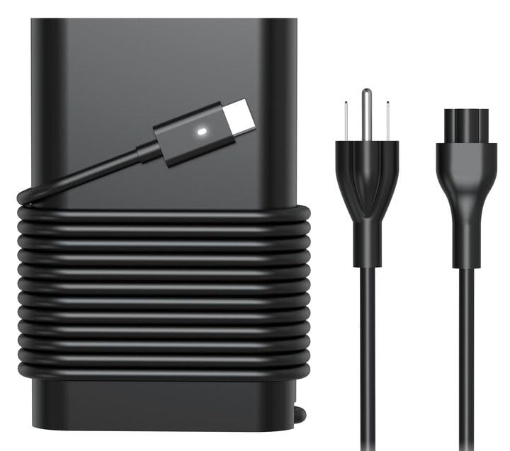 JIONR 65W USB-C Dell Latitude charger front view, compact travel-ready power.