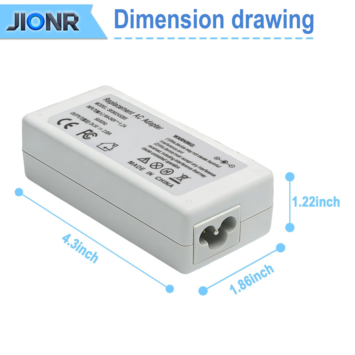 JIONR adapter beside ruler for size comparison, confirms portability and scale