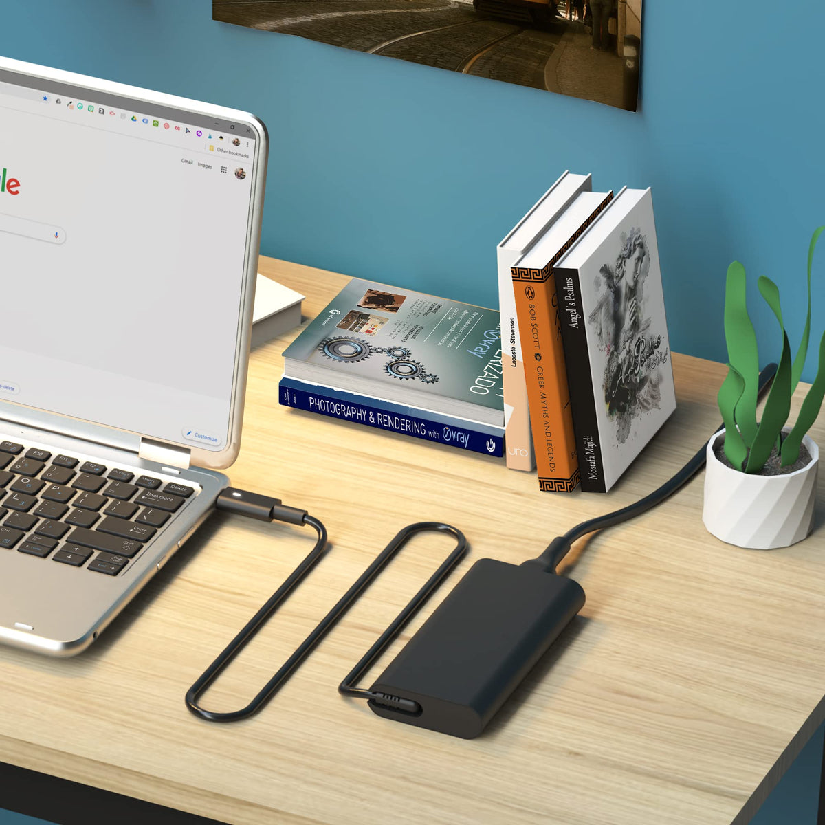 JIONR adapter with included AC power cable boxed for easy setup