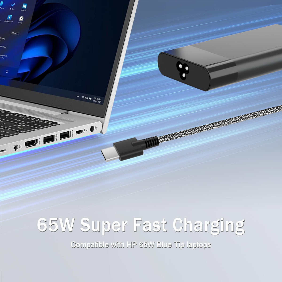 JIONR Chromebook X360 compatibility graphic for USB-C power delivery.