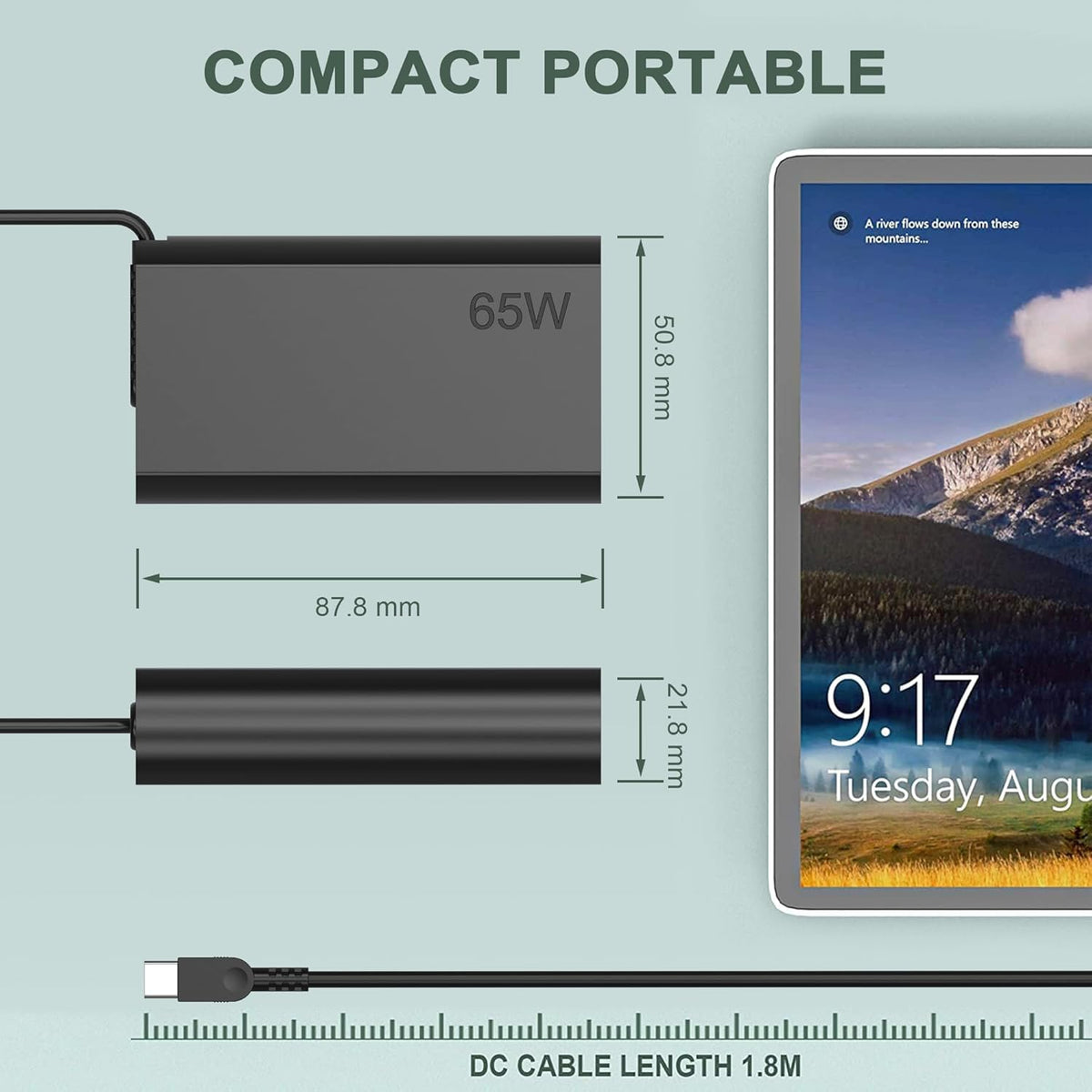 JIONR Slim65W USB-C charger port closeup with USB-C output for multiple devices.