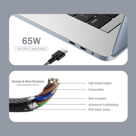 JIONR USB-C PD quick-charge graphic emphasizing efficient power delivery.