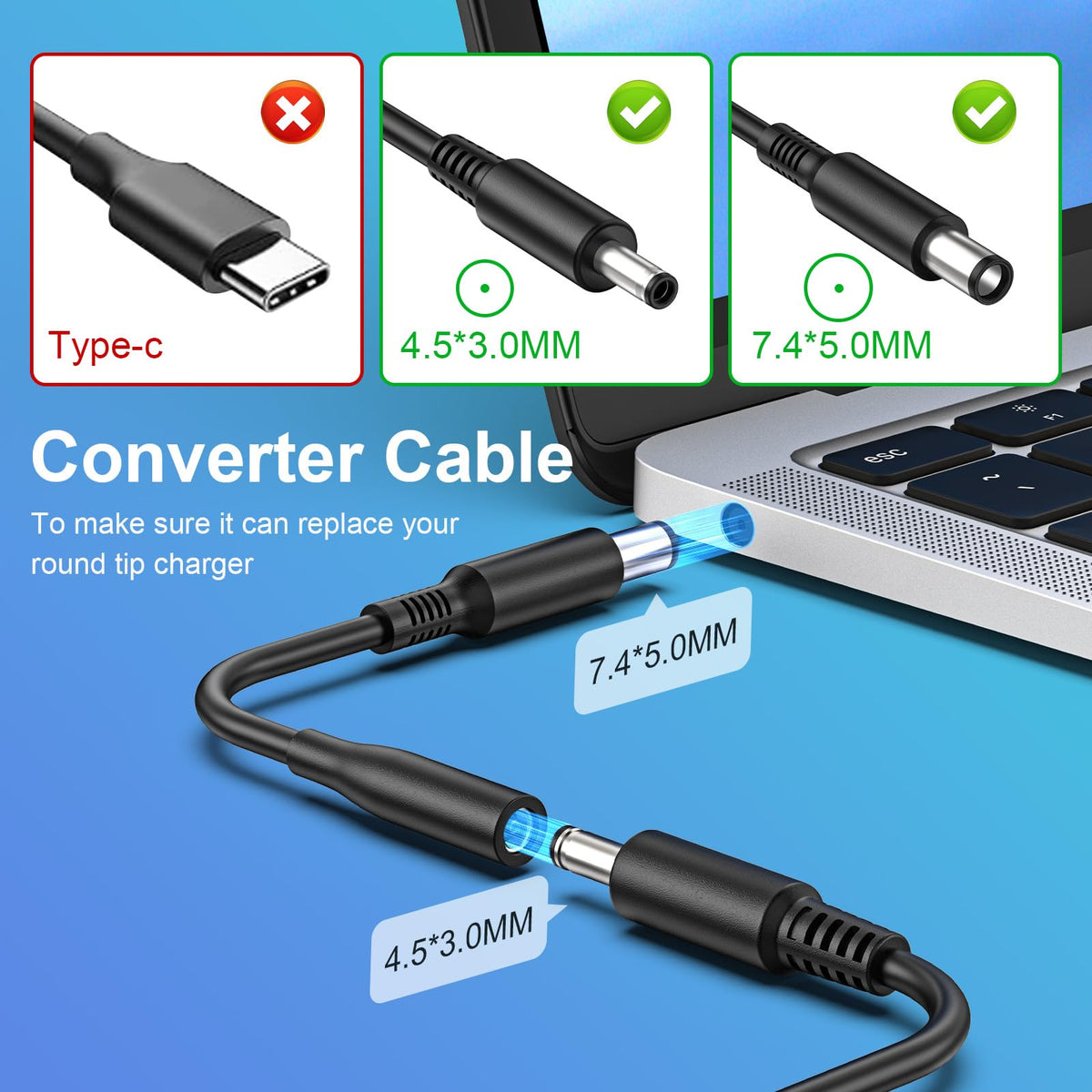 Jippofu power cord connected to adapter demonstrating secure plug fit and stable power