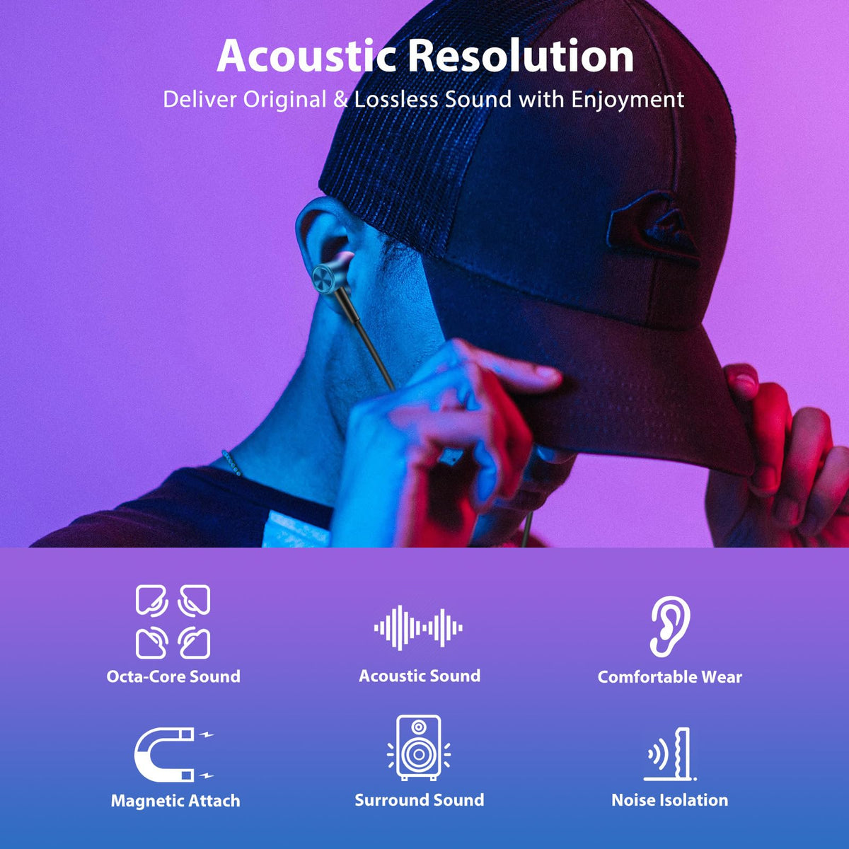 Jiunai close-up of earbud nozzle and mesh delivering detailed audio performance