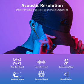 Jiunai close-up of earbud nozzle and mesh delivering detailed audio performance