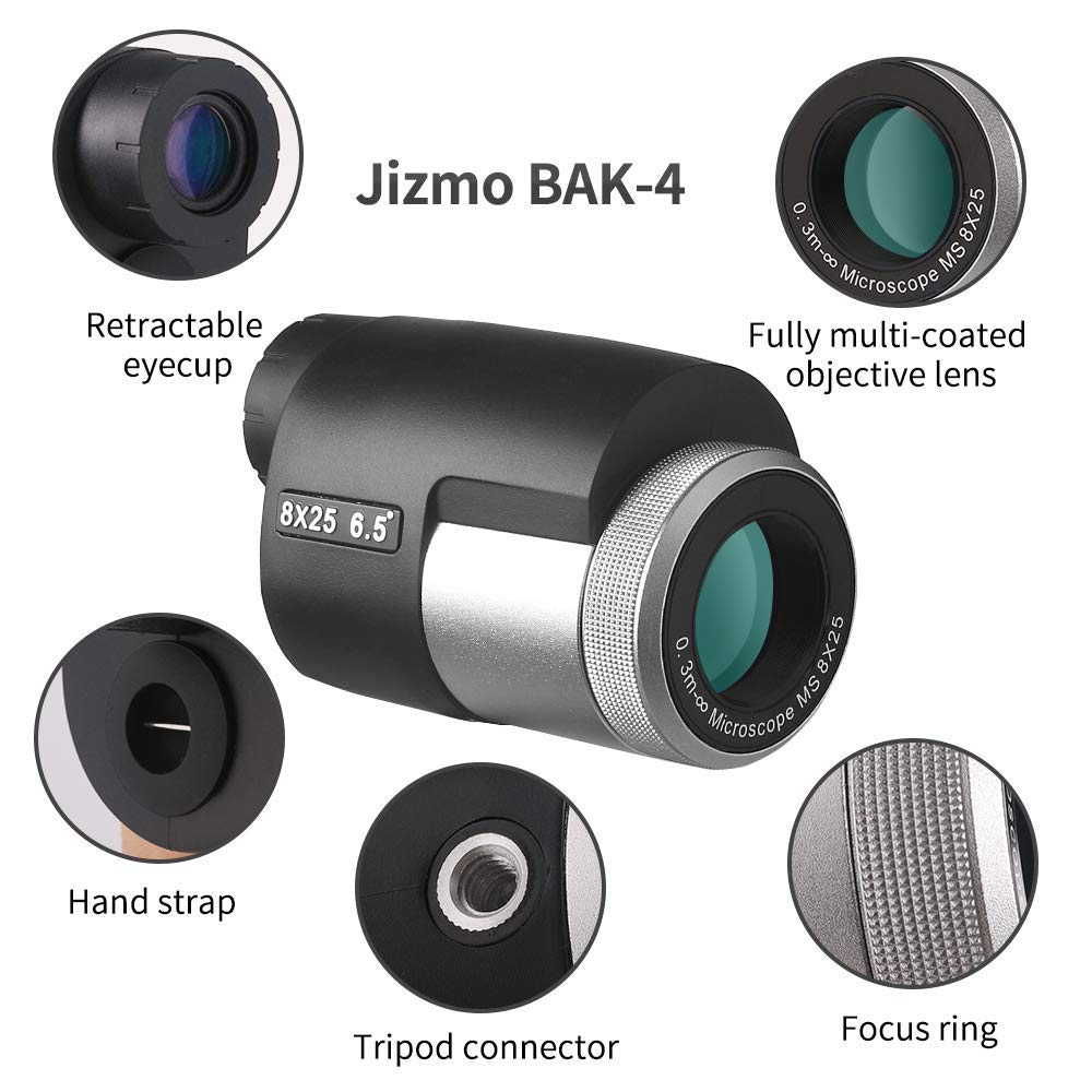 Jizmo lens and BAK4 prism close-up for brighter clearer images