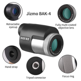 Jizmo lens and BAK4 prism close-up for brighter clearer images