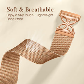 JKD breathable stainless steel mesh band for Fitbit promotes comfortable all-day wear.