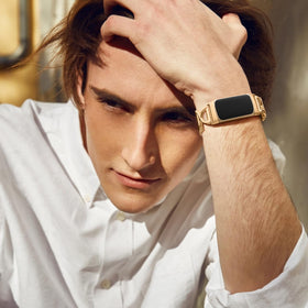 JKD Charm metal band daily wear shot in royal gold.