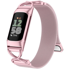 JKD Royalgold metal band for Fitbit Charge 6 close-up showing shimmering mesh for daily comfort
