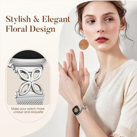 JKD floral-shape metal band on Sense 2; stylish feminine accessory