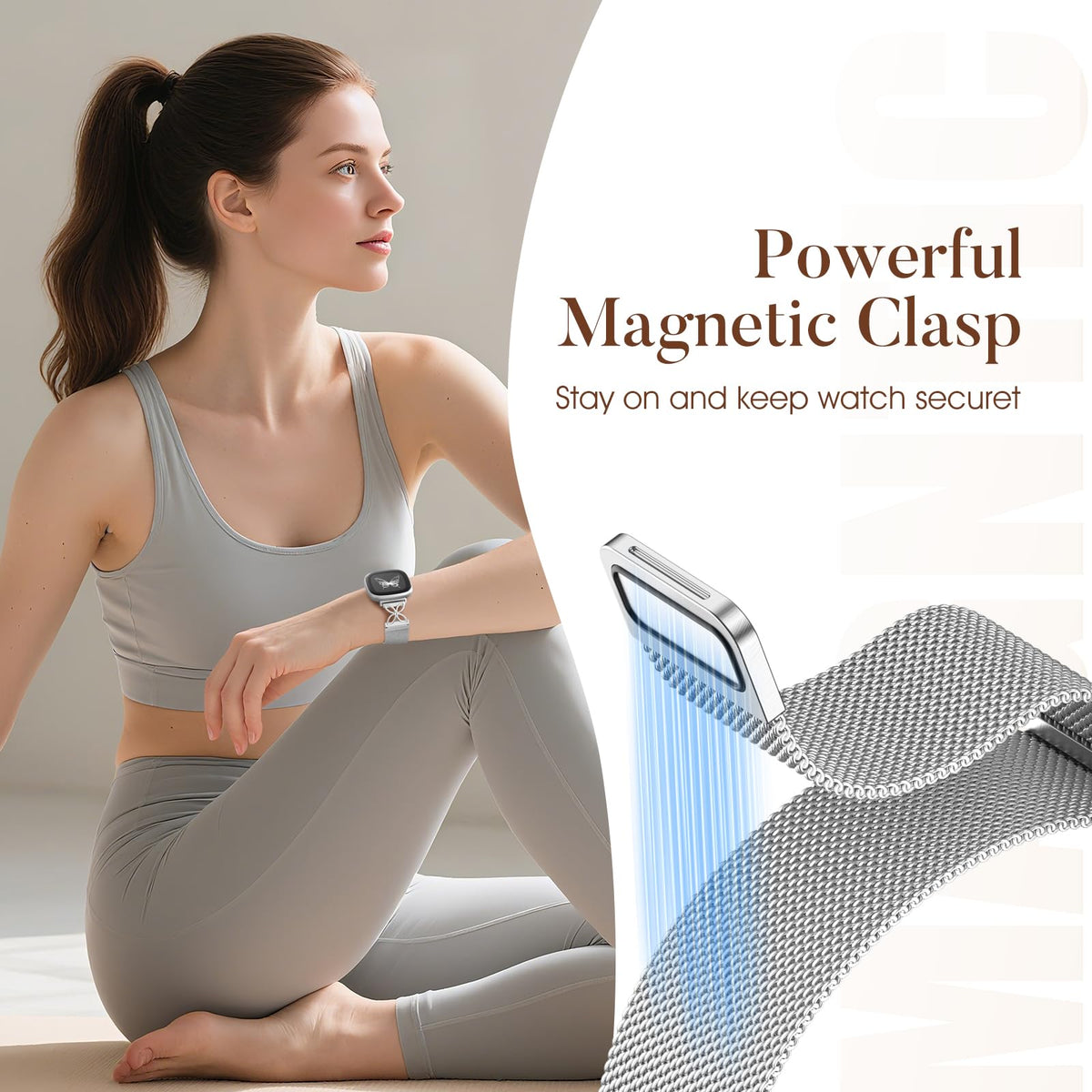 JKD floral-shape metal band with magnetic closure; secure fit during activity