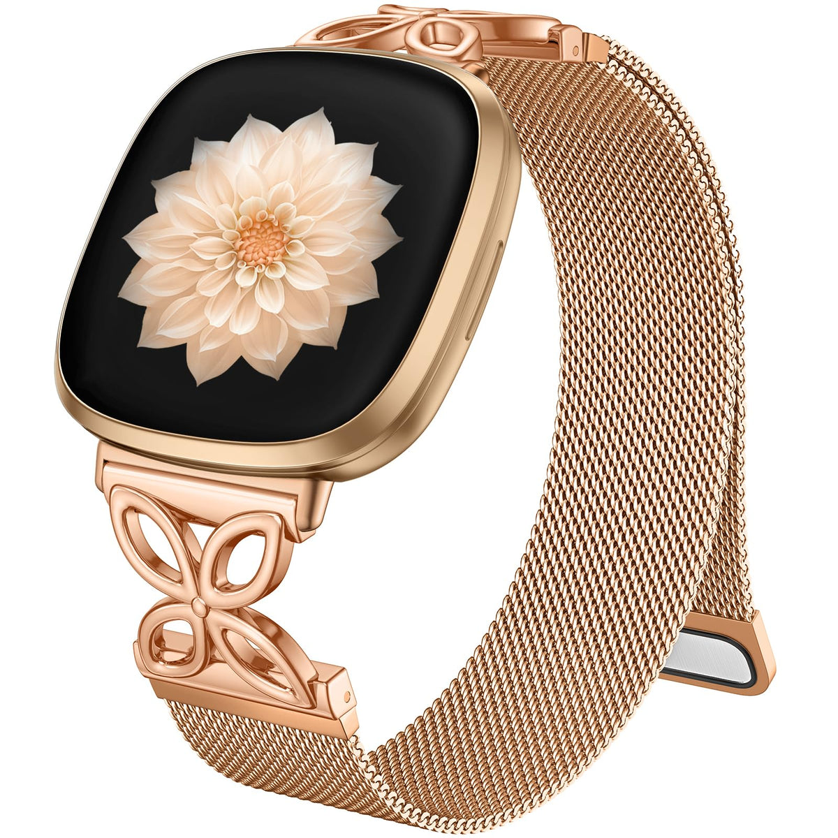 JKD floral-shaped metal band for Fitbit Versa 4 offers elegant design and secure wear.
