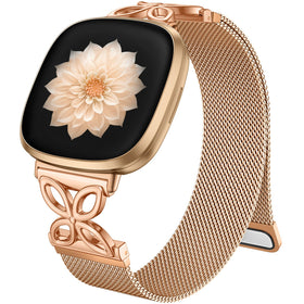 JKD floral-shaped metal band for Fitbit Versa 4 offers elegant design and secure wear.