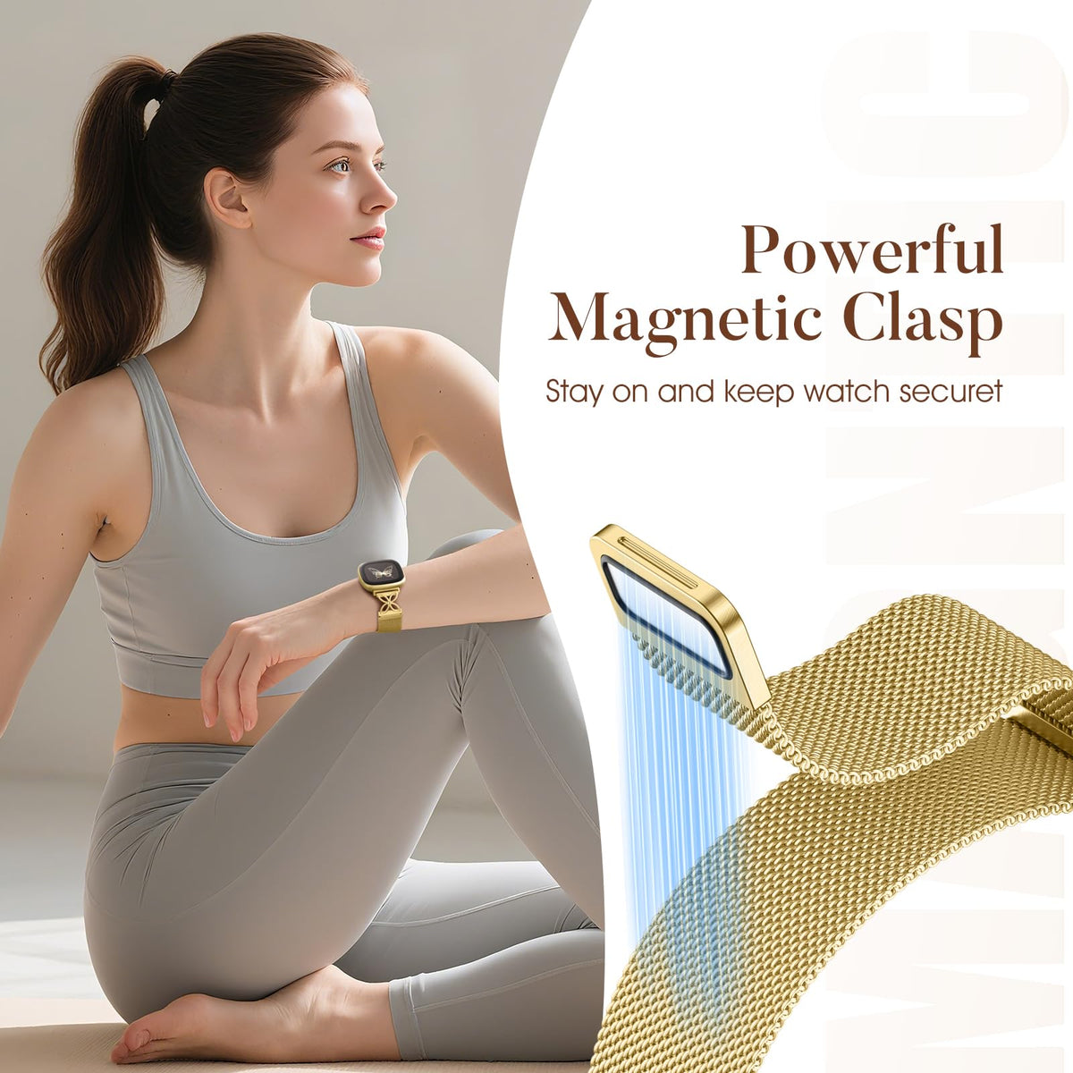 JKD magnetic-closure closeup demonstrates strong clasp keeping Versa 4 secure during activity.