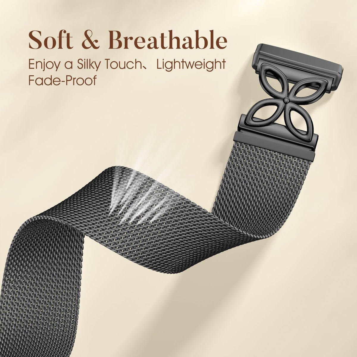 JKD Milanese loop band fits securely with magnetic closure during workouts