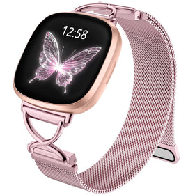 JKD Rose Pink X-shape connector band for Versa watches, stylish and secure.