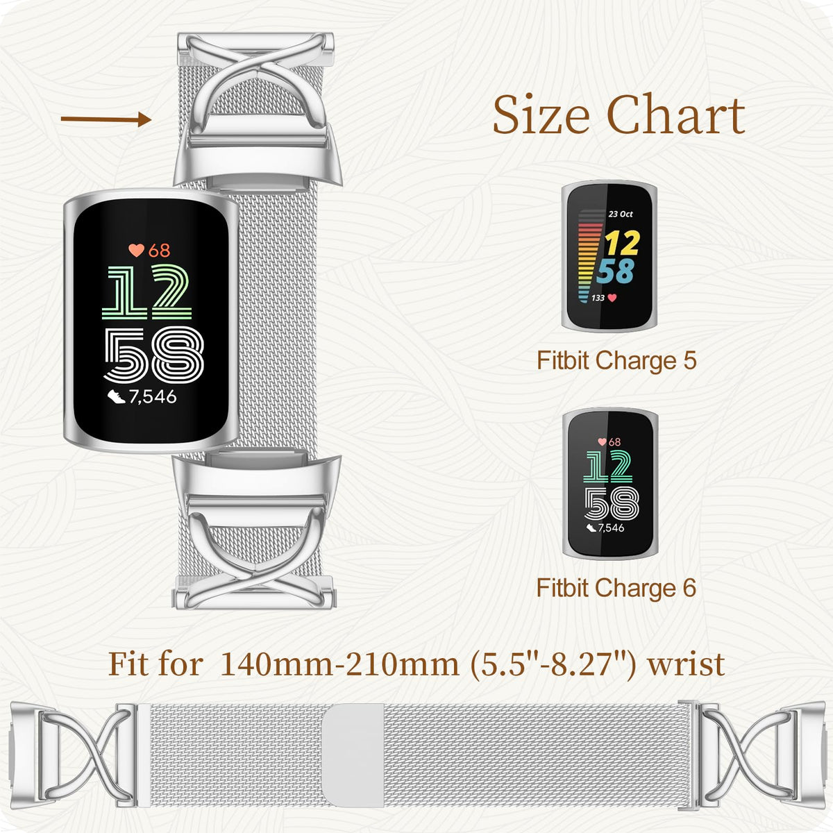 JKD adjustable size band fits wrists from 140mm to 210mm.