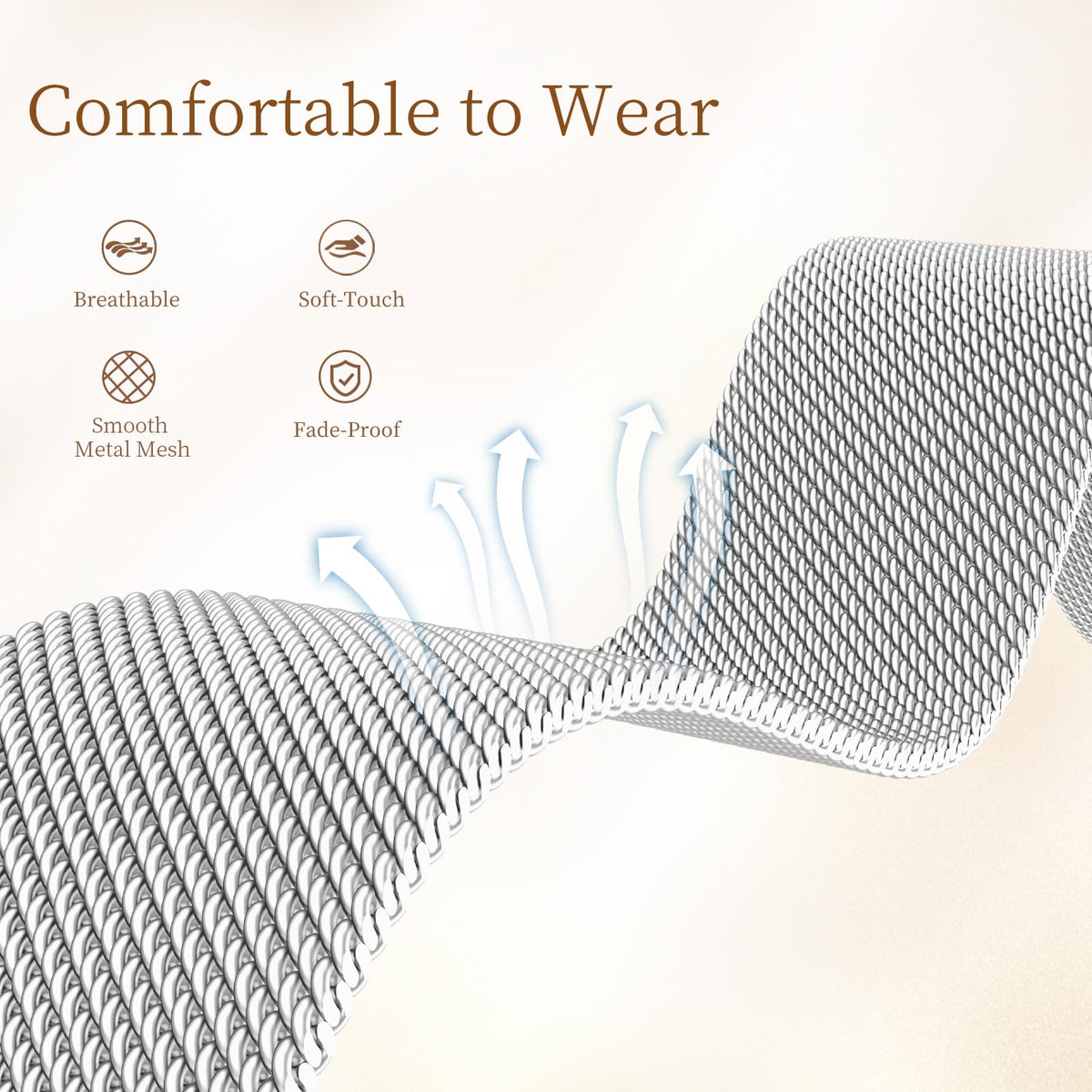 JKD silver band for Fitbit Charge 5 with edge-polished finish reduces snagging.